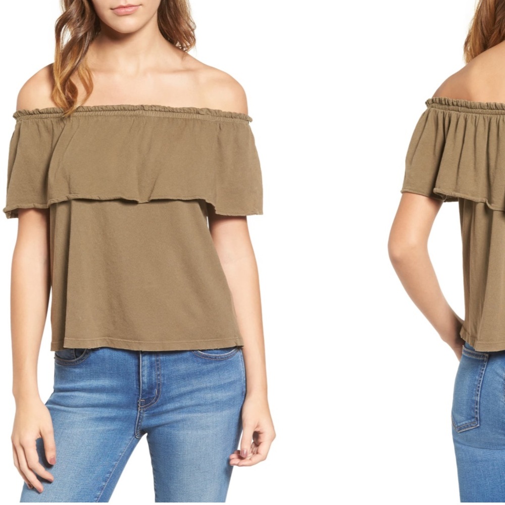 NWT Current/Elliot Off the Shoulder Ruffle Top